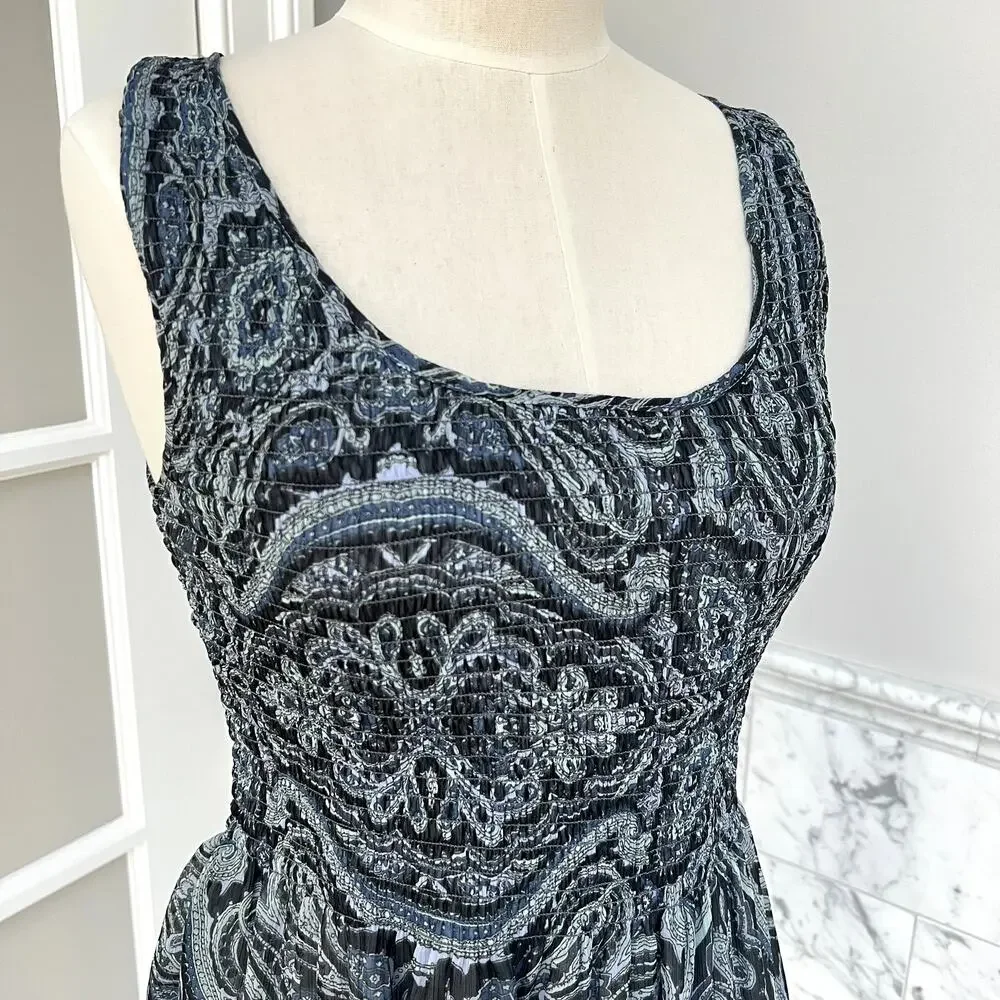 Free People Stretchy Paisley Sleeveless Floral Smocked Boho XS